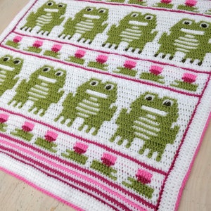 CROCHET PATTERN - Frog Chorus Blanket - Frogs Crochet Baby Blanket - Overlay Mosaic Crochet - Easy Fun Project - CPC506-P