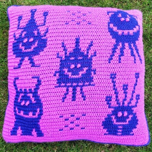 Monster Mischief Overlay Mosaic Crochet Blanket and Cushion Easy image 4