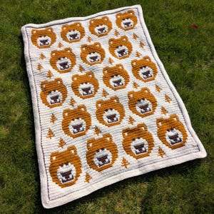 CROCHET PATTERN - Teddy Bears Retreat - Cute Animal Baby Blanket - Overlay Mosaic Crochet - Baby Gift
