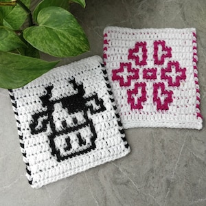 Cow & Daisy Motifs - Simple Overlay Mosaic Crochet - MOTIFS Collection