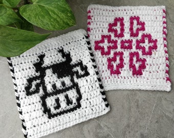 Cow & Daisy Motifs - Simple Overlay Mosaic Crochet - MOTIFS Collection