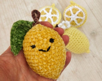CROCHET PATTERN - Lemon Amigurumi Collection - Lemon Half Lemon Slice Lime Half Lime - Easy Fun Project - Keychain Charm Bunting Stuffie