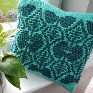 CROCHET PATTERN Scattering of Leaves Cushion Cover Overlay Mosaic Crochet Easy Fun Project image 4