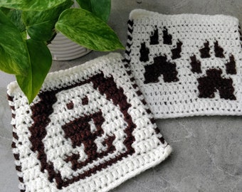 Dog & Paw Motifs - Simple Overlay Mosaic Crochet - MOTIFS Collection