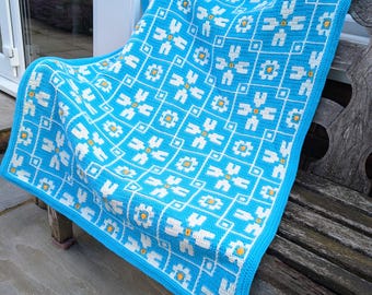 Crochet Pattern - Daisy Lattice - Fun Floral Seamless Daisy - for Blankets Cushions Potholders - easy adaptable overlay mosaic crochet