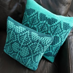 CROCHET PATTERN Scattering of Leaves Cushion Cover Overlay Mosaic Crochet Easy Fun Project image 2