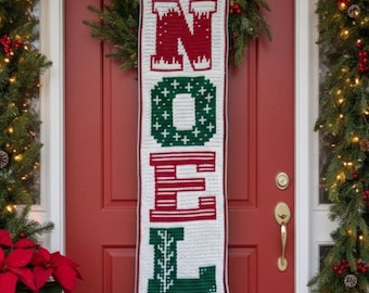 CROCHET PATTERN - NOEL Christmas Wall Hanging - Overlay Mosaic Crochet - Easy Fun Projec