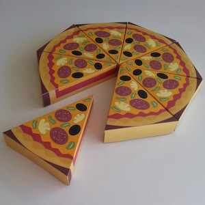 Pizza Slice Party Box Bag Downloadable Printable PDF Template Fun Unusual Gift Box Pepperami Pizza image 1