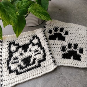 Cat & Paw Motifs - Simple Overlay Mosaic Crochet - MOTIFS Collection