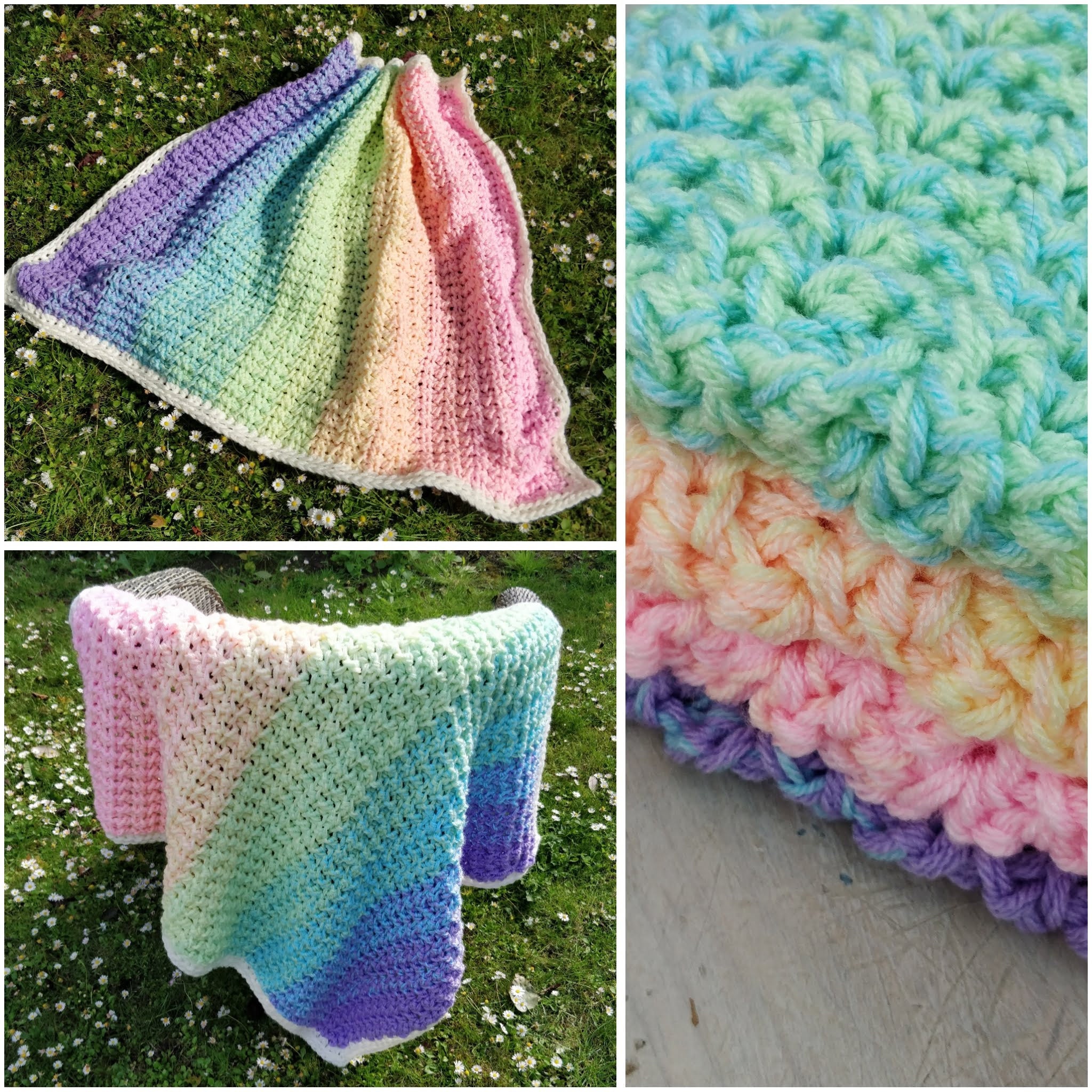 40 Rainbow Blanket Crochet Patterns to Brighten Baby Rooms, Throws, and Gift Giving 15 Crochet Pattern Sweet Rainbow Blanket