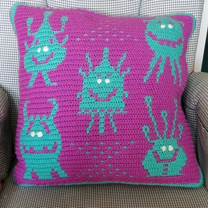 Monster Mischief Overlay Mosaic Crochet Blanket and Cushion Easy image 6