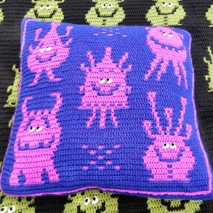 Monster Mischief Overlay Mosaic Crochet Blanket and Cushion Easy image 3