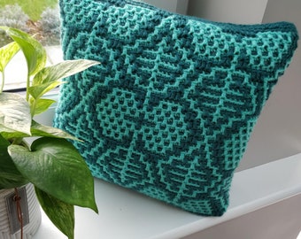 CROCHET PATTERN - Scattering of Leaves Cushion Cover - Overlay Mosaic Crochet - Easy Fun Project
