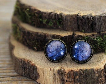 Milky Way Earrings, Milky Way Galaxy Studs, Milky Way, Nebula Earrings, Galaxy Earrings, Milky Way Jewelry, Nebula Jewelry, Solar System