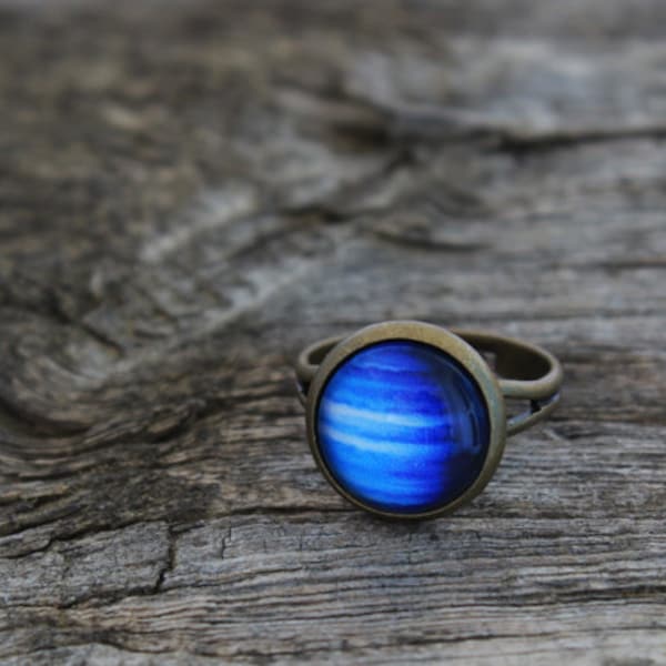 Neptun, Neptun-Ring, Sonnensystem Ring, Planeten Ring, blauer Ring, Galaxy, Raum Schmuck, Raumring