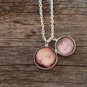 Pluto and Charon, Pluto, Pluto Necklace, Charon Necklace, Pluto Hearth, Pluto Jewelry, Solar System, Necklace, Planets, Space Necklace