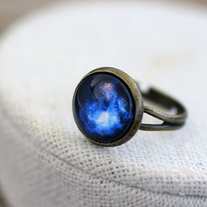 Blue Galaxy Ring, Blue Nebula Ring, Nebula Ring, Nebulae Ring, Nebula Jewelry, Galaxy Jewelry, Space Ring, Solar System Ring, Cosmos, Stars