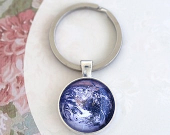 Earth, Earth Keychain, Planet Earth Key, Space Keychain, Space, Galaxy Keychain, Solar System Keychain, Planet Keychain, Space Accessories