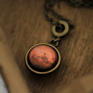Mars Necklace, Mars Jewelry, Mars, Mars Pendant, Two Sided Mars Necklace, Red Planet, Planet Mars, Space Necklace, Space, Solar System, Star