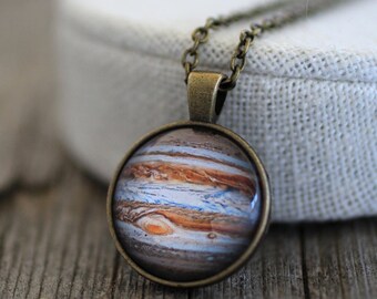 Planeet Jupiter, Jupiter-ketting, Jupiter-hanger, Jupiter-sieraden, planeetketting, ketting van het zonnestelsel, ruimteketting, ruimtesieraden