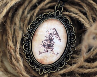 Telescope Necklace, Astronomy Necklace, Science Jewelry, Science Necklace, Telescope Pendant, Retro Astronomy, History Necklace, Stargaze