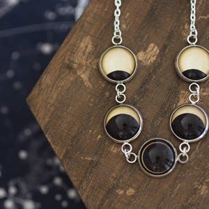 Solar Eclipse, Sun Eclipse, Sun Necklace, Solar Eclipse Necklace, Solar Eclipse Phases, Phase Necklace, Solar System Necklace, Space Jewelry image 1