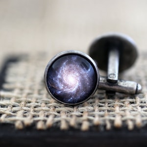 Andromeda Galaxy Cufflinks, Andromeda Cuff links, Galaxy Cufflinks, Space Cufflinks, Space Jewelry, Science Jewelry, Space Wedding, Science