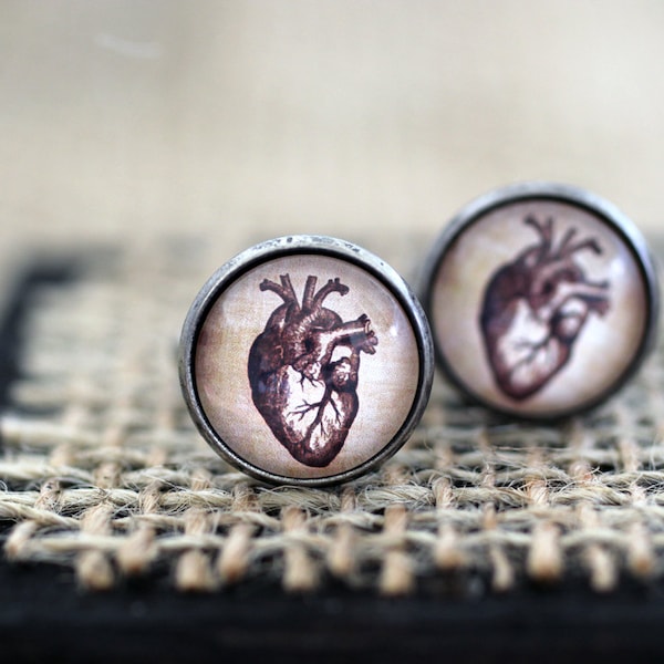 Anatomical Heart Cufflinks, Anatomical Heart, Anatomy Cufflinks, Anatomical Heart Jewelry, Heart Cufflinks, Retro Wedding, Groomsmen Gift