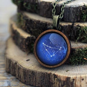 Collana Capricorno, Costellazione Capricorno, Collana Zodiaco, Ciondolo Zodiaco Capricorno, Collana Costellazione, Collana di Legno, Spazio