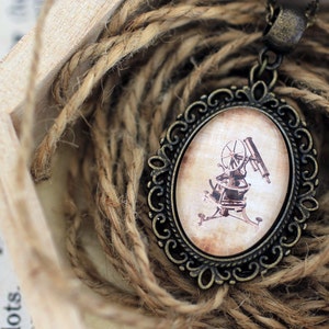 Telescope Necklace, Astronomy Necklace, Science Jewelry, Science Necklace, Telescope Pendant, Retro Astronomy, History Necklace, Stargaze