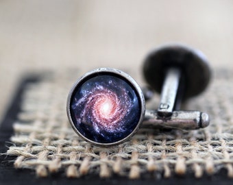 Milky Way Galaxy Cufflinks, Milky Way Cuff links, Galaxy Cufflinks, Space Cufflinks, Space Jewelry, Science Jewelry, Space Wedding, Science