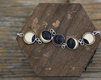 Solar Eclipse Bracelet, Solar Eclipse, Sun Eclipse, Sun Bracelet, Solar Eclipse Phases, Phase Bracelet, Solar System Bracelet, Space Jewelry