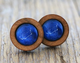 Aries Earrings, Aries Constellation, Zodiac Earrings, Aries Zodiac Earrings, Constellation Earrings, Wooden Earrings, Celestial Zodiac