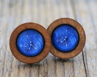 Cancer Earrings, Cancer Constellation, Zodiac Earrings, Cancer Zodiac Earrings, Constellation Earrings, Wooden Earrings, Celestial Zodiac