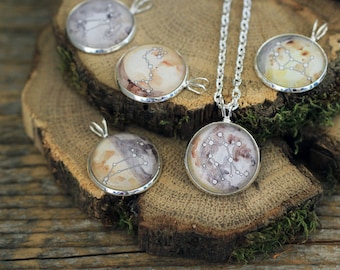 Custom Birth Moon and Zodiac, Birth Moon Necklace, Zodiac Necklace, Moon Phase Necklace, Custom Moon, Watercolor Moon, Zodiac Constellations