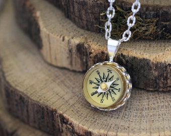 Compass Necklace, Compass Pendant, Real Compass Necklace, Compass Charm, Working Compass, Functioning Compass, Vintage Compass, Nautical