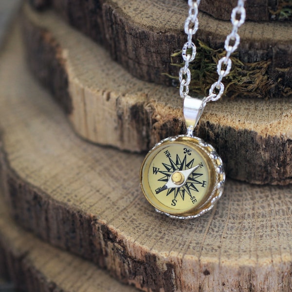 Compass Necklace, Compass Pendant, Real Compass Necklace, Compass Charm, Working Compass, Functioning Compass, Vintage Compass, Nautical