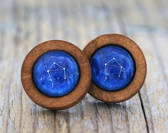 Libra Earrings, Libra Constellation, Zodiac Earrings, Libra Zodiac Earrings, Constellation Earrings, Wooden Earrings, Celestial Zodiac Space