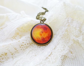 Mars Necklace, Mars, Solar System Necklace, Planet Necklace, The Red Planet, Space Jewelry, Solar System, Planet Jewelry, Universe, Galaxy