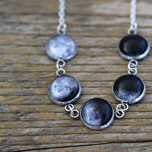 Moon Phase Necklace, Moon Phases, Moon Cycle, Moon Necklace, Solar System Necklace, Lunar Eclipse, Planet Necklace, Space Necklace image 5