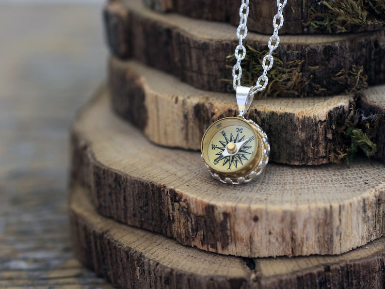 Compass Necklace Compass Pendant Real Compass Necklace Etsy