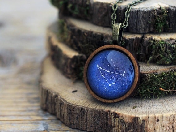 Capricorn Necklace Capricorn Constellation Zodiac Necklace Capricorn Zodiac Pendant Constellation Necklace Wooden Necklace Space Etsy