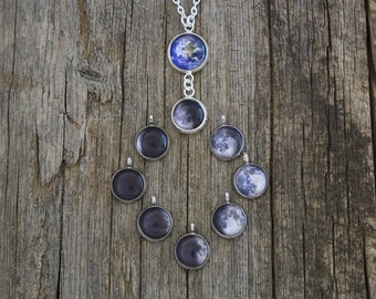 Earth and Your Birth Moon, Personal Birth Moon Phase, Personalized Moon Necklace, Custom Birth Moon Necklace, Custom Moon Phase, Birthmoon