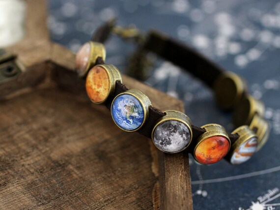 Planet Bracelet Space Bracelet Leather Planet Bracelet Solar