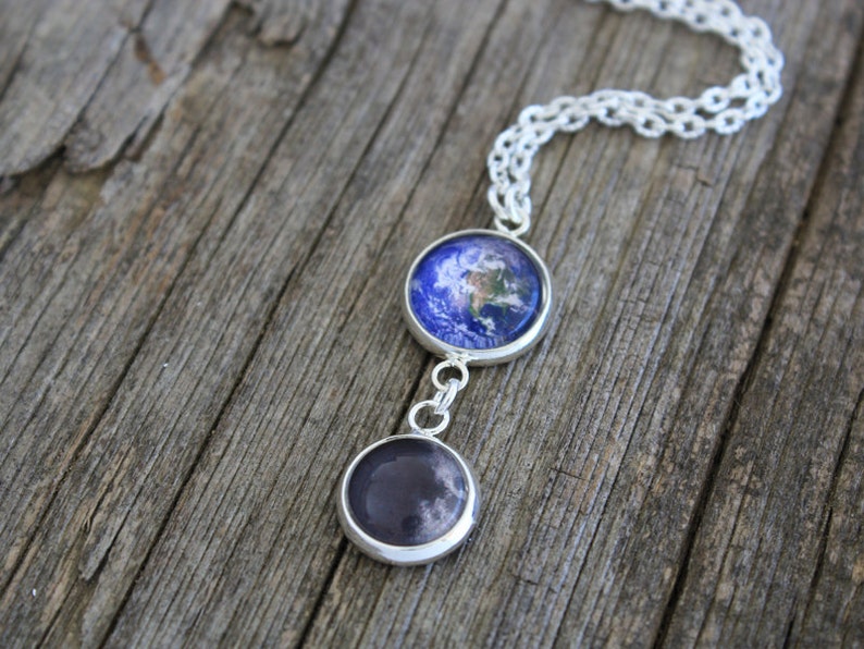 Earth and Your Birth Moon, Personal Birth Moon Phase, Personalized Moon Necklace, Custom Birth Moon Necklace, Custom Moon Phase, Birthmoon image 3