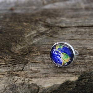 Earth Ring, Earth, Planet Earth Ring, Planet Ring, Solar System Ring, Planets Ring, Planet Jewelry, Solar System, Galaxy Ring, Space Ring image 1