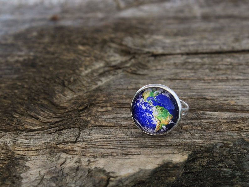 Earth Ring, Earth, Planet Earth Ring, Planet Ring, Solar System Ring, Planets Ring, Planet Jewelry, Solar System, Galaxy Ring, Space Ring image 1