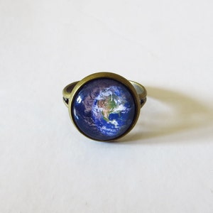 Earth Ring, Earth, Planet Ring, Solar System Ring, World Ring, Solar System Jewelry, Planet Jewelry, Space, Space Ring, Planets, Blue Earth