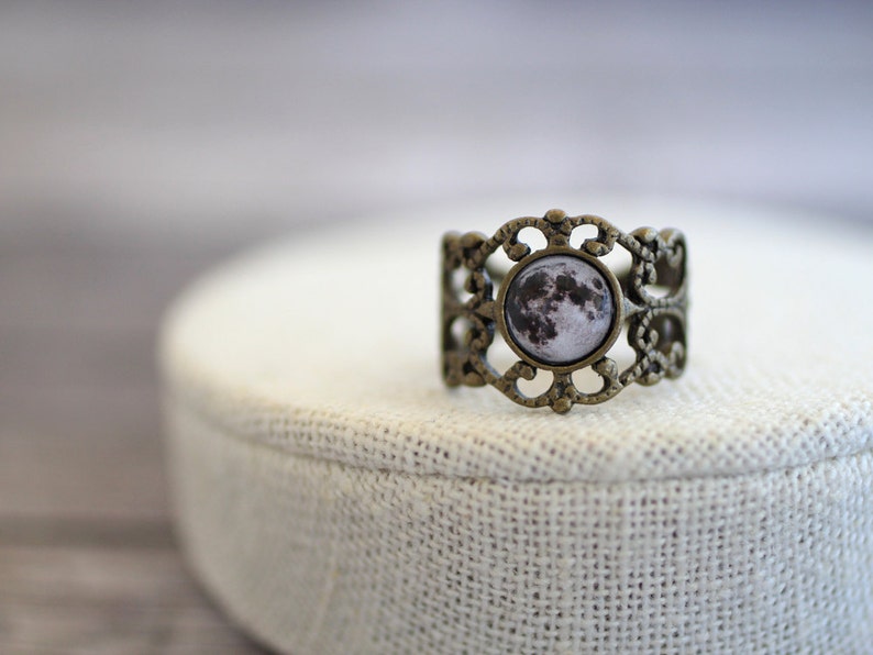 Moon Ring, Full Moon Ring, Moon Jewelry, Moon, Solar System Ring, Solar System Jewelry, Space Ring, Galaxy, Solar System, Lunar Ring image 3