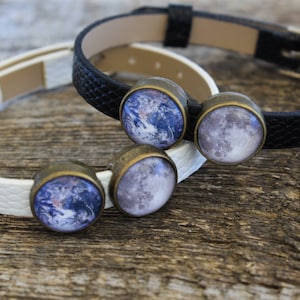 Earth and Moon Bracelet, Solar System Bracelet, Planet Bracelet, Earth and Moon Jewelry, Solar System Jewelry, Leather Planet Bracelet